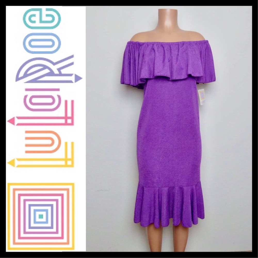 LuLaRoe Cici Mermaid Dress Small 6-8 Purple - Picture 2 of 6